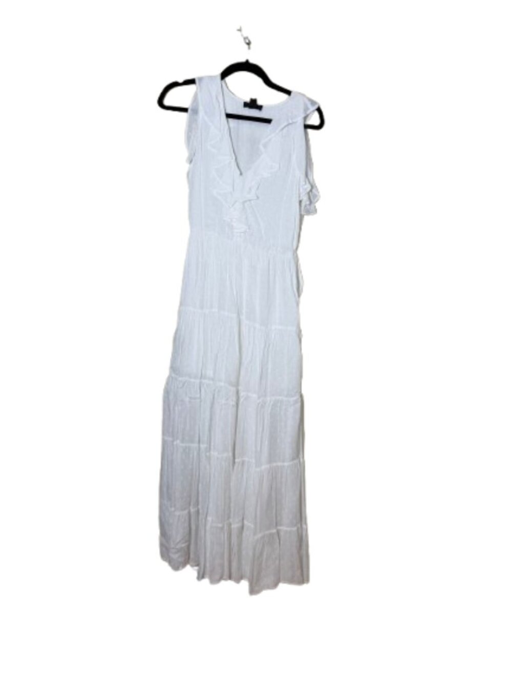 Paige White Swiss Dot Tiered Ruffle Maxi Dress Size XS